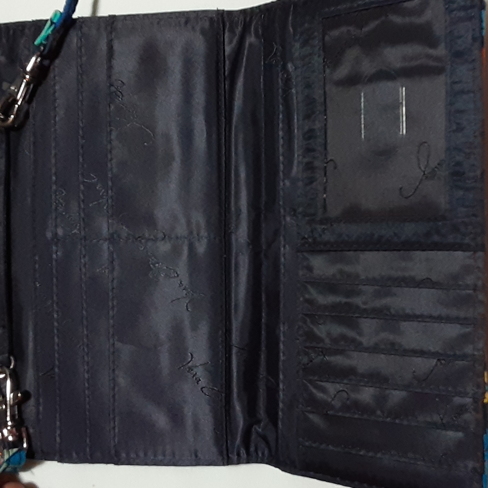 Vera Bradley Midnight Blue Trifold Crossbody Wallet, Retired Pattern - Picture 4 of 10